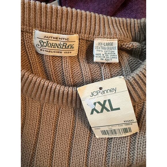 Vintage St. John’s Bay Ribbed Cotton Sweater XXL – Khaki Knit Pullover - Picture 4 of 4
